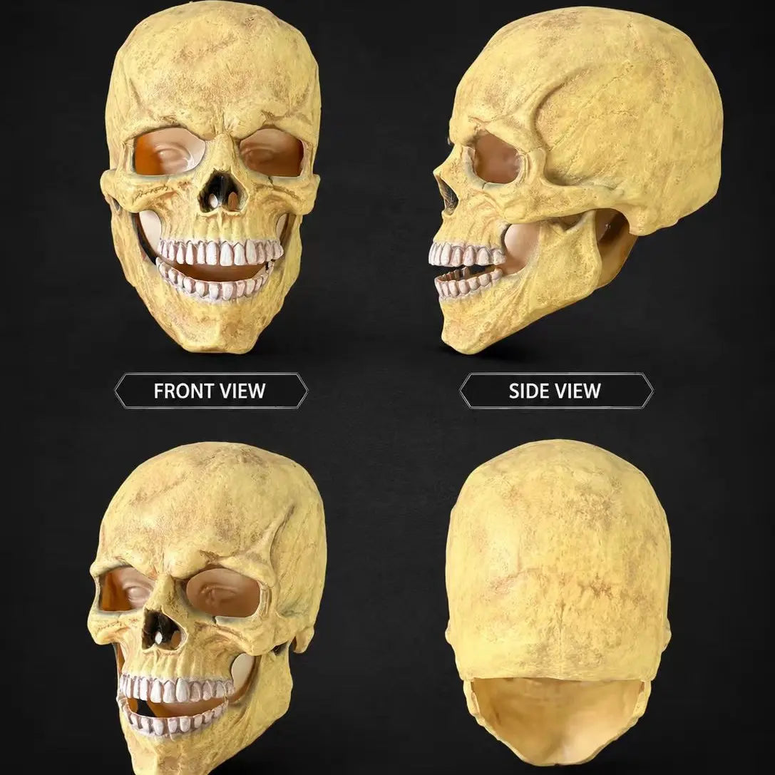 Yellow Skull Latex Mask - Spooky, Comfortable Halloween Party Cosplay DIY Prop for Clothes & Face Covering Accessories, Cosplay Prop, Christmas, Natural Latex, Elastic Fit, Single Mask, Spooky Look