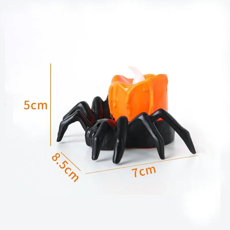 3/12/24Pcs Halloween Spider Night Light LED Horror Spider Light Spider Back Eye-Popping Candle Lamp Party Decoration Props