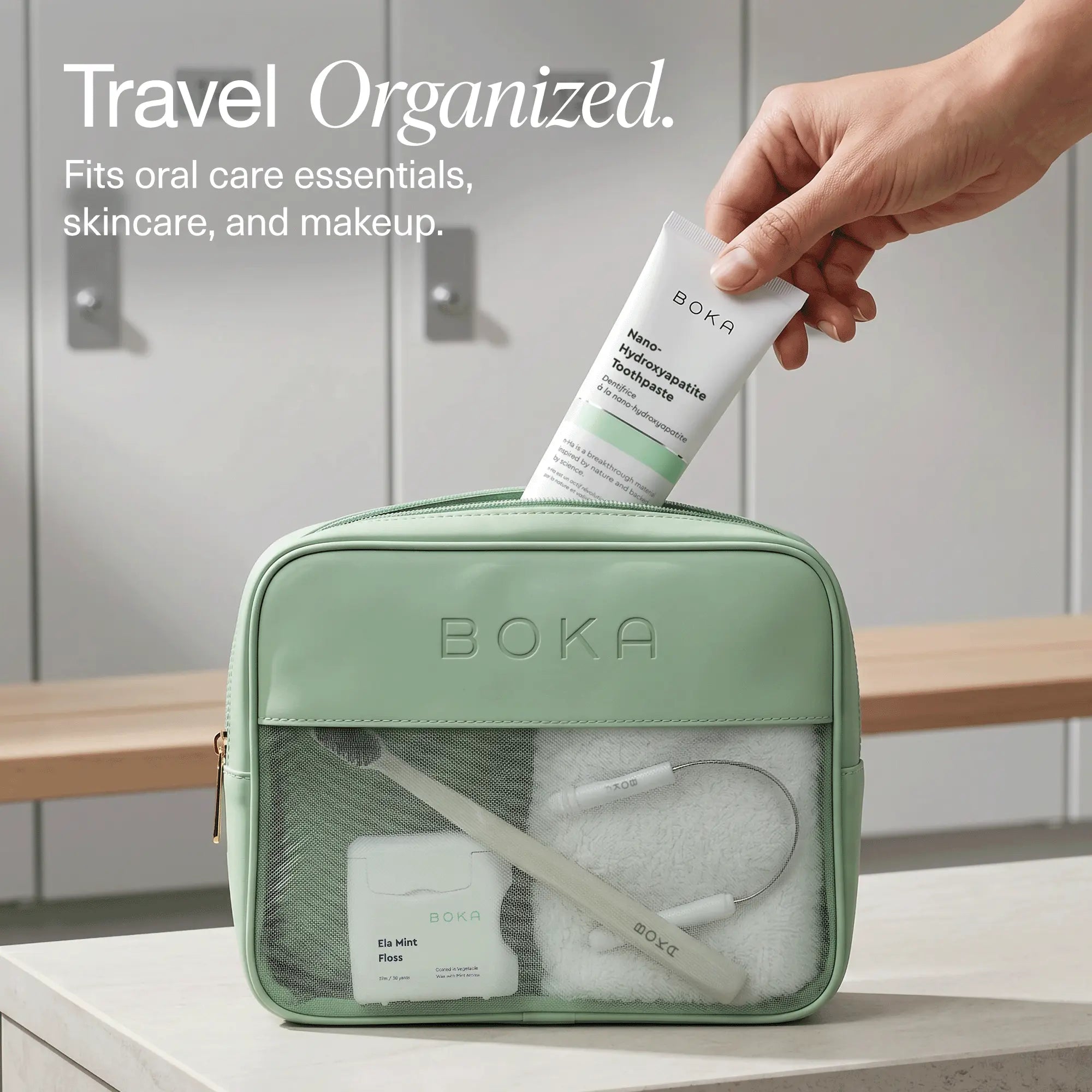 NEW Boka Toiletry Kit Limited Edition Tiktok Shop Exclusive | the 2026 Wellness Reset Oral Care Kit: Ela Mint N-Ha Toothpaste, Charcoal Toothbrush, Stainless Tongue Scraper, Floss, Fluoride-Free, Sls-Free, Paraben-Free