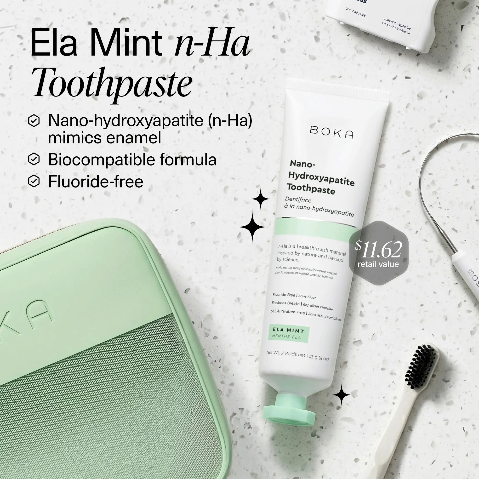 NEW Boka Toiletry Kit Limited Edition Tiktok Shop Exclusive | the 2026 Wellness Reset Oral Care Kit: Ela Mint N-Ha Toothpaste, Charcoal Toothbrush, Stainless Tongue Scraper, Floss, Fluoride-Free, Sls-Free, Paraben-Free