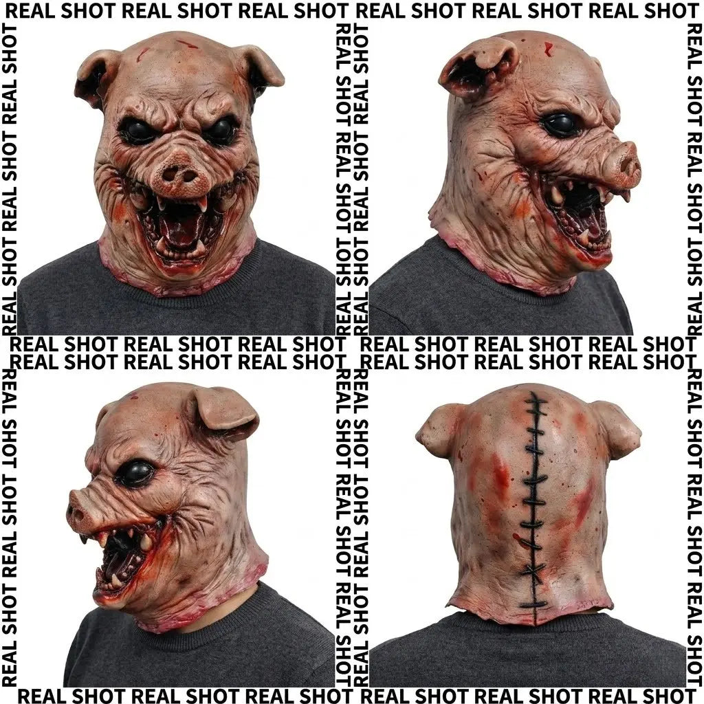 Horror Zombie Pig Latex Mask, Realistic Masks, Creepy Scary Realistic Bloody Mouth Design, Adult Halloween Cosplay, Haunted House Party Prop, Party Supplies, 1 Piece