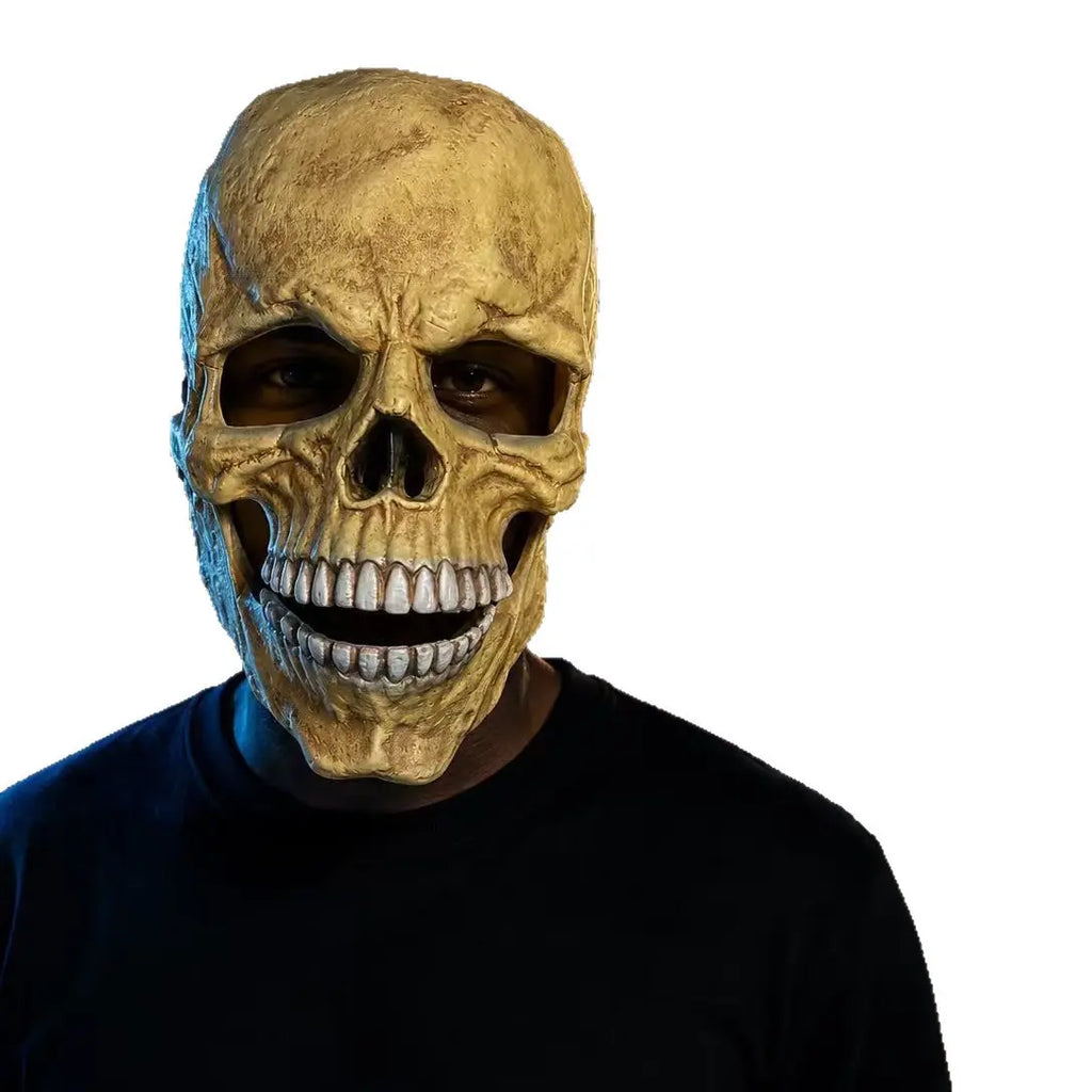 Yellow Skull Latex Mask - Spooky, Comfortable Halloween Party Cosplay DIY Prop for Clothes & Face Covering Accessories, Cosplay Prop, Christmas, Natural Latex, Elastic Fit, Single Mask, Spooky Look