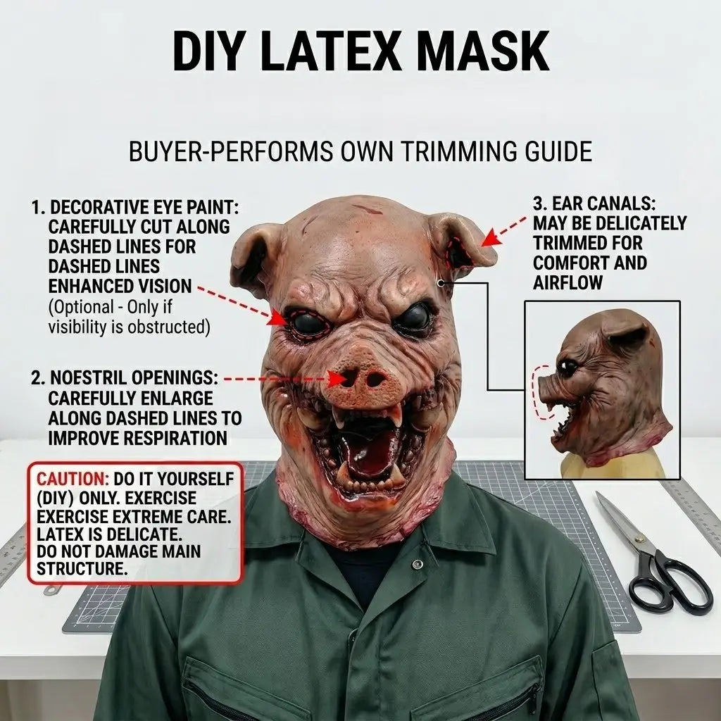 Horror Zombie Pig Latex Mask, Realistic Masks, Creepy Scary Realistic Bloody Mouth Design, Adult Halloween Cosplay, Haunted House Party Prop, Party Supplies, 1 Piece