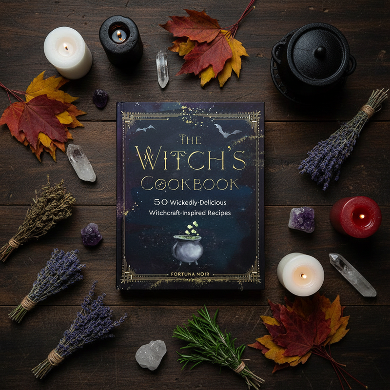 Witch's Cookbook Flat Lay